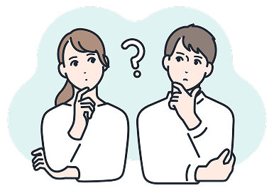 考える夫婦のイラスト